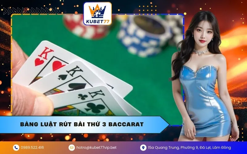 Bảng luật rút bài thứ 3 Baccarat
